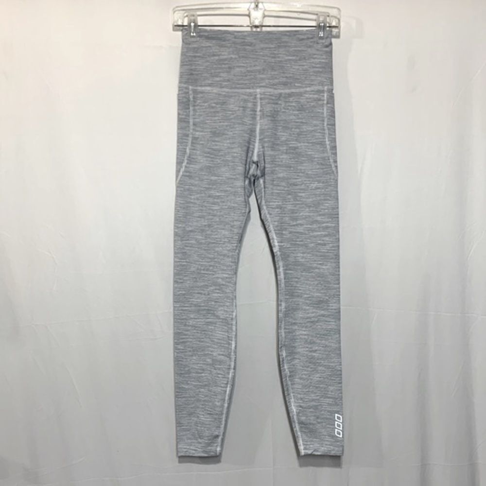 LORNA Jane leggings side pockets booty support gray fine stripe women’s